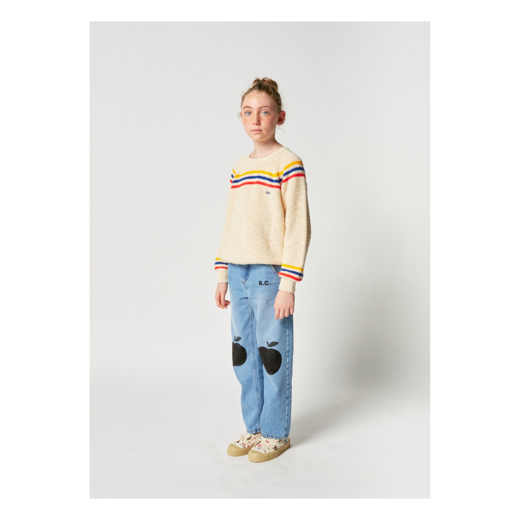 Organic Cotton Striped Jumper - Iconic Collection - Ecru- Product image n°3