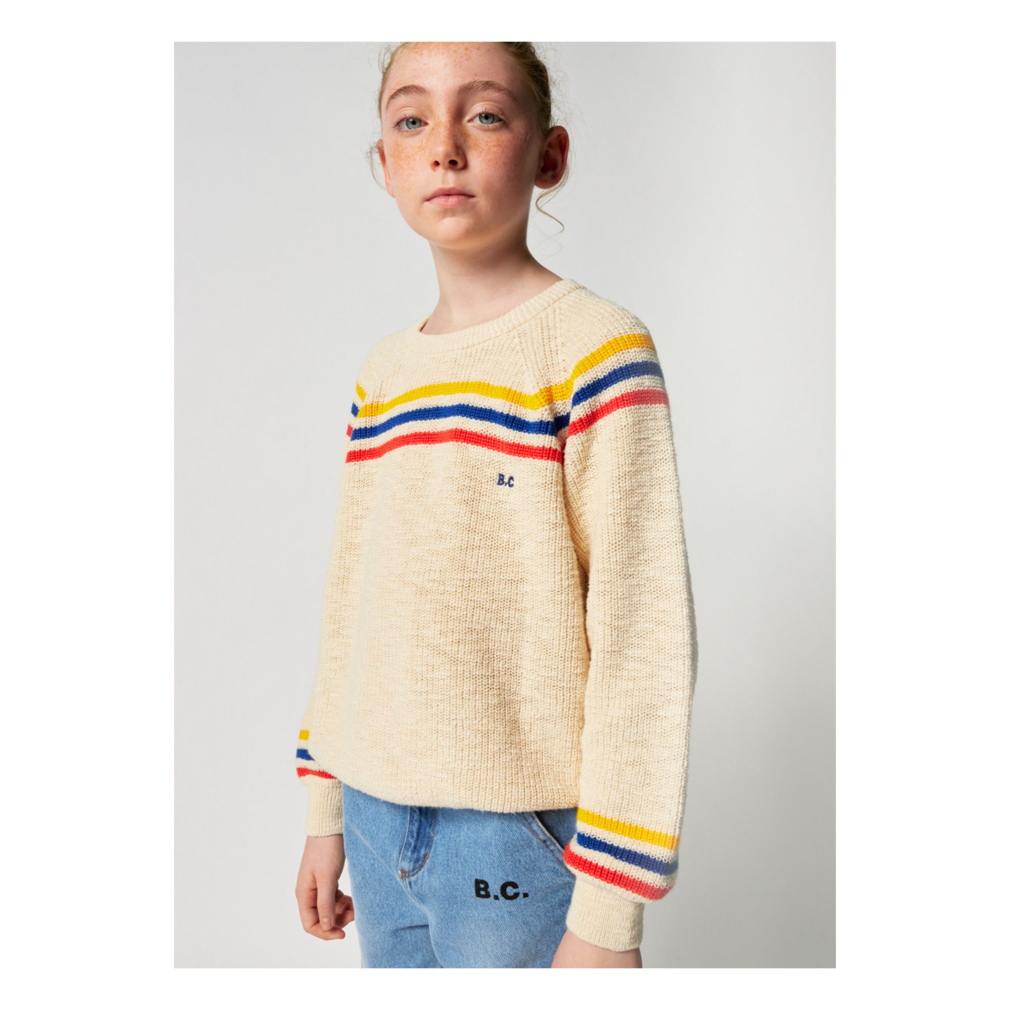 Organic Cotton Striped Jumper - Iconic Collection - Ecru- Product image n°4
