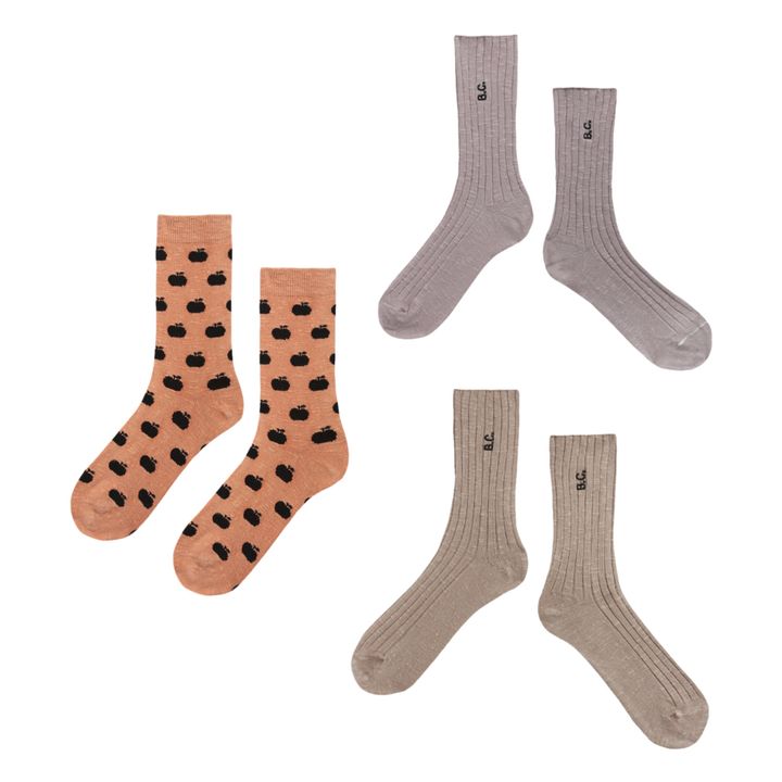 Set of 3 Socks - Iconic Collection  | Apricot- Product image n°0