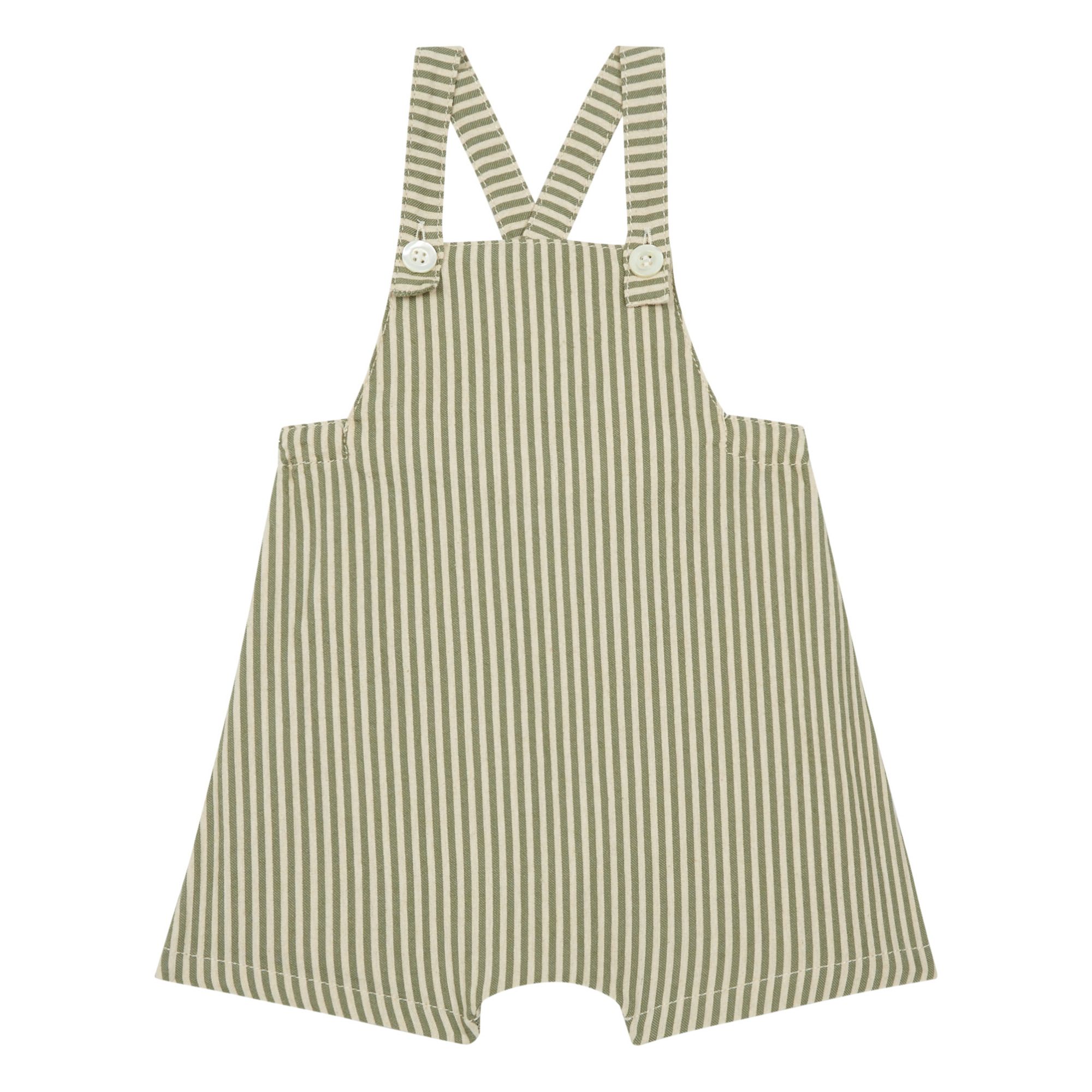 Salopette in cotone e lino a righe Verde Babe \u0026 Tess Moda Bebè
