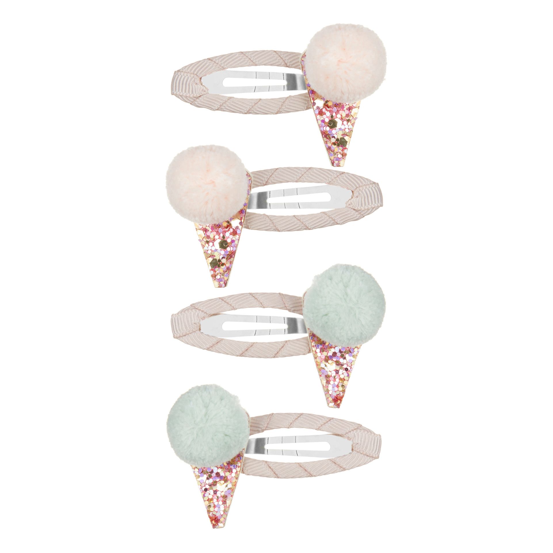 Mimi & Lula - Lot 4 Barrettes Pompons Glaces - Fille - Blanc