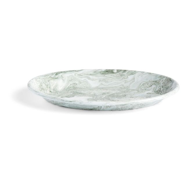 Plato oval esmaltado Verde