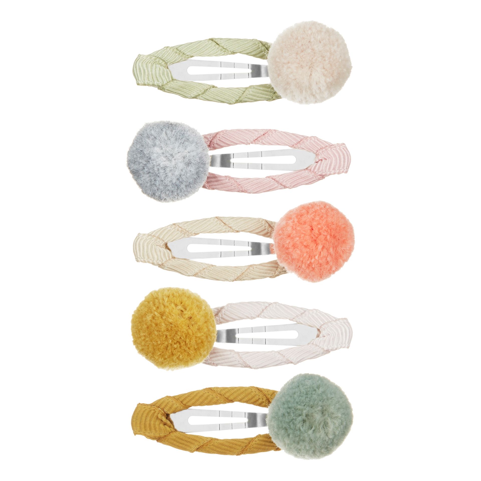Mimi & Lula - Lot 5 Barrettes Pompons Garden - Fille - Ecru