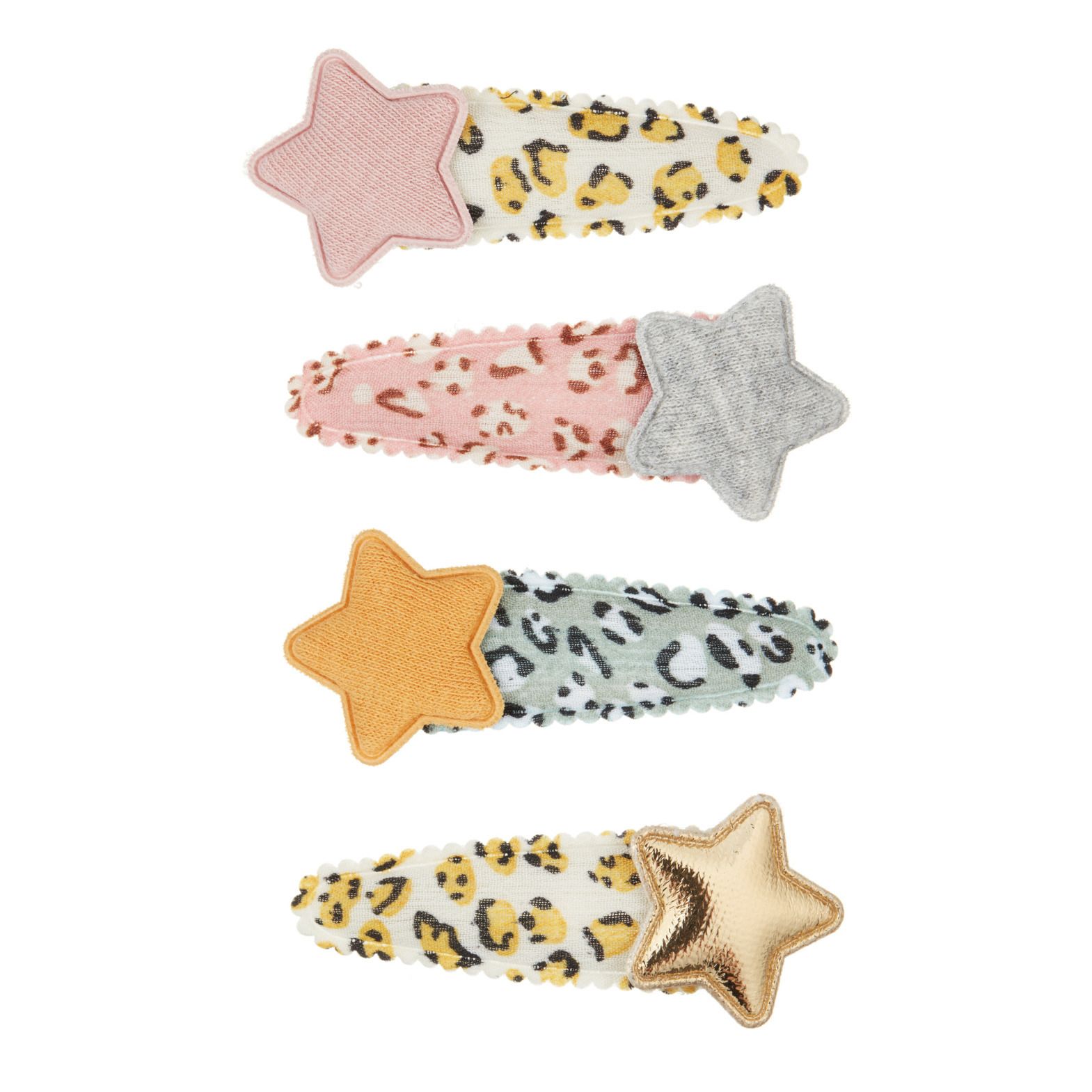Mimi & Lula - Lot 4 Barrettes Etoiles Tokyo Léopards - Fille - Ecru