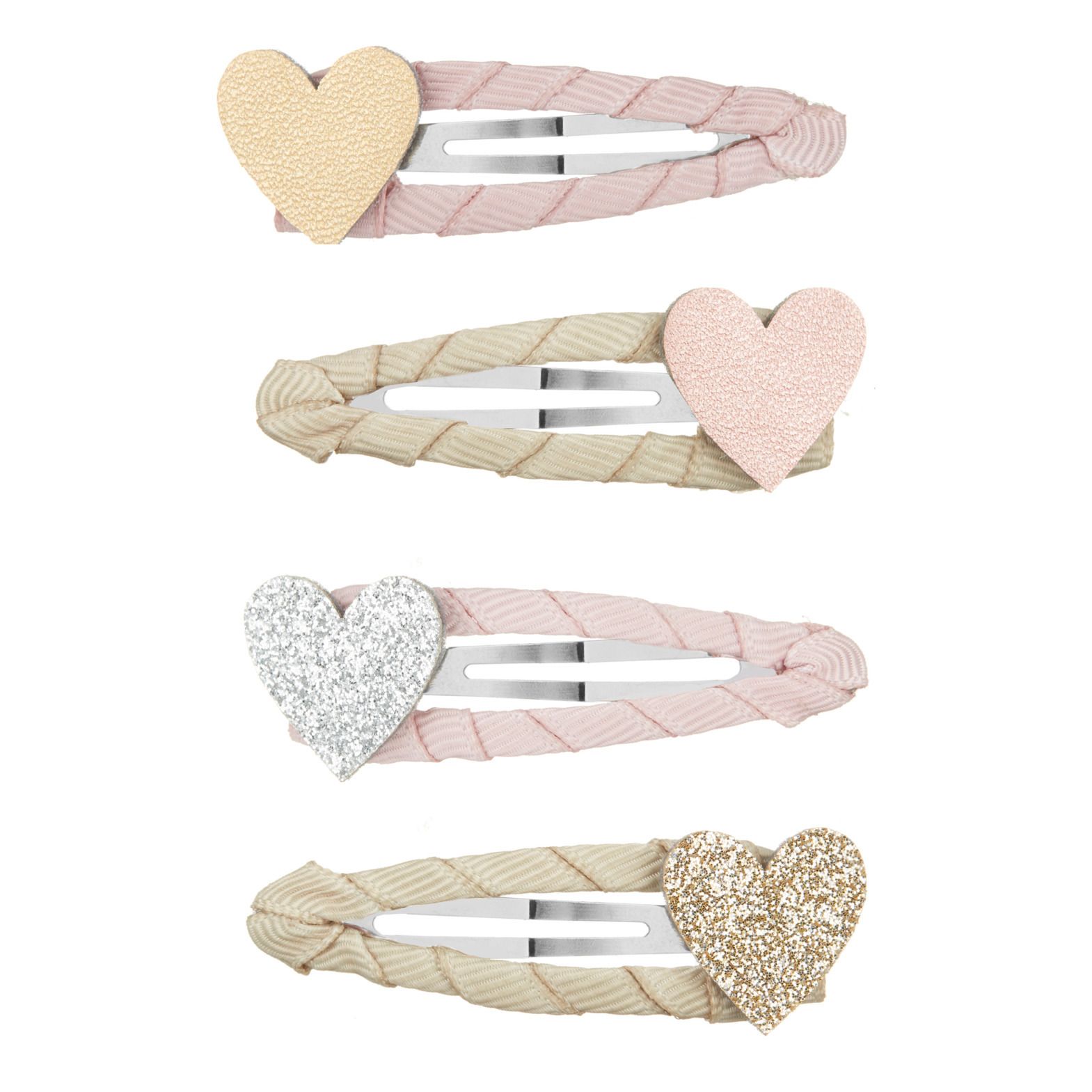 Mimi & Lula - Lot 4 Barrettes CÅ“urs - Fille - Doré
