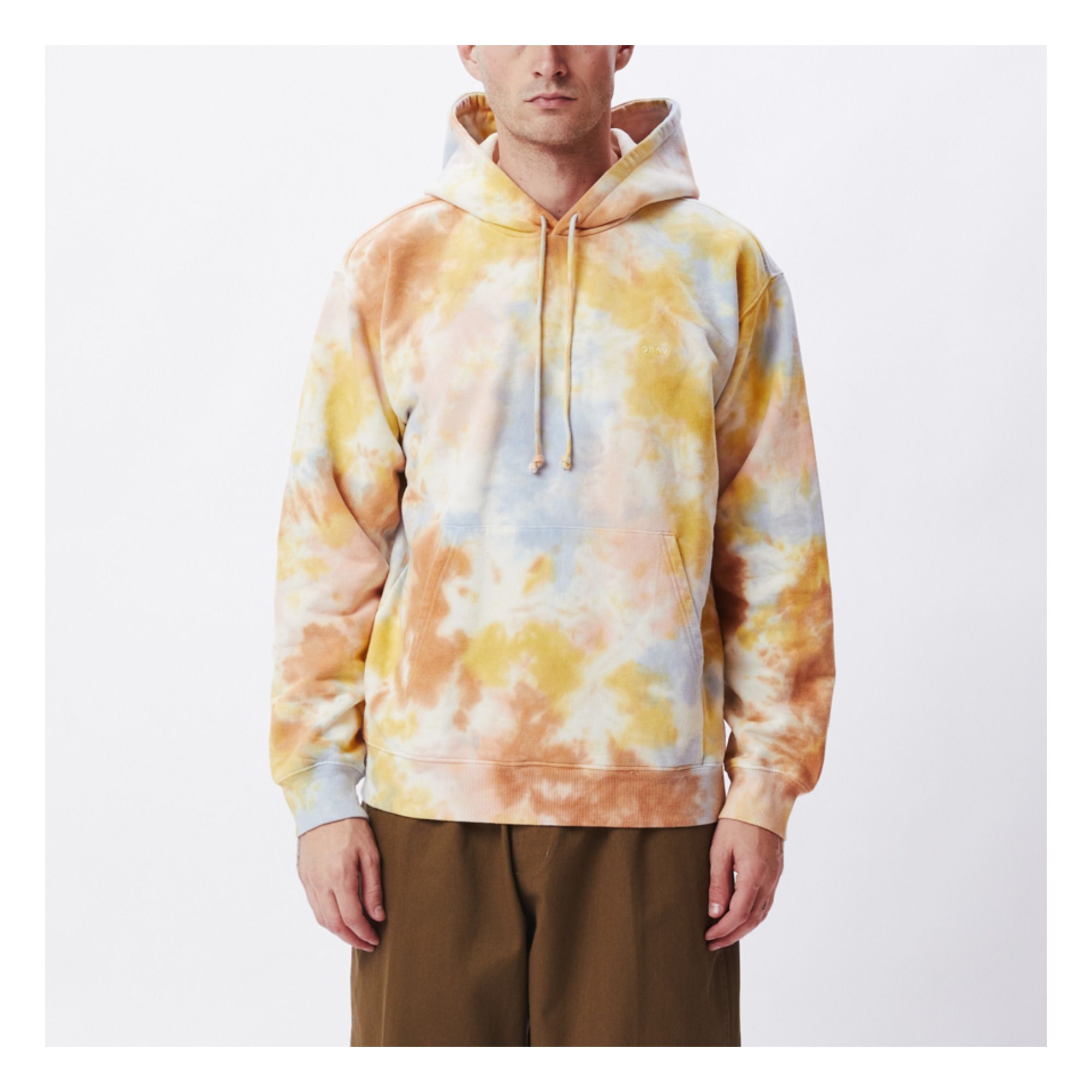 Obey - Hoodie Tie and Dye Coton Recyclé - Homme - Jaune