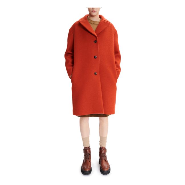 Ninh Wool Cloth Bouclette Coat  Brick red