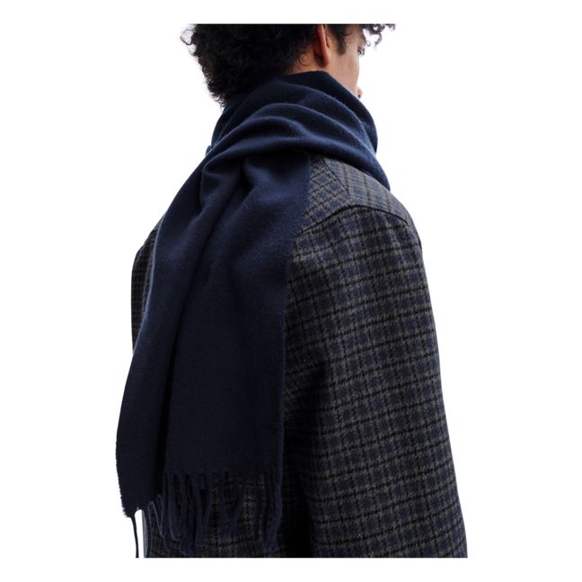 Bufanda bordada de lana Ambroise | Azul Marino
