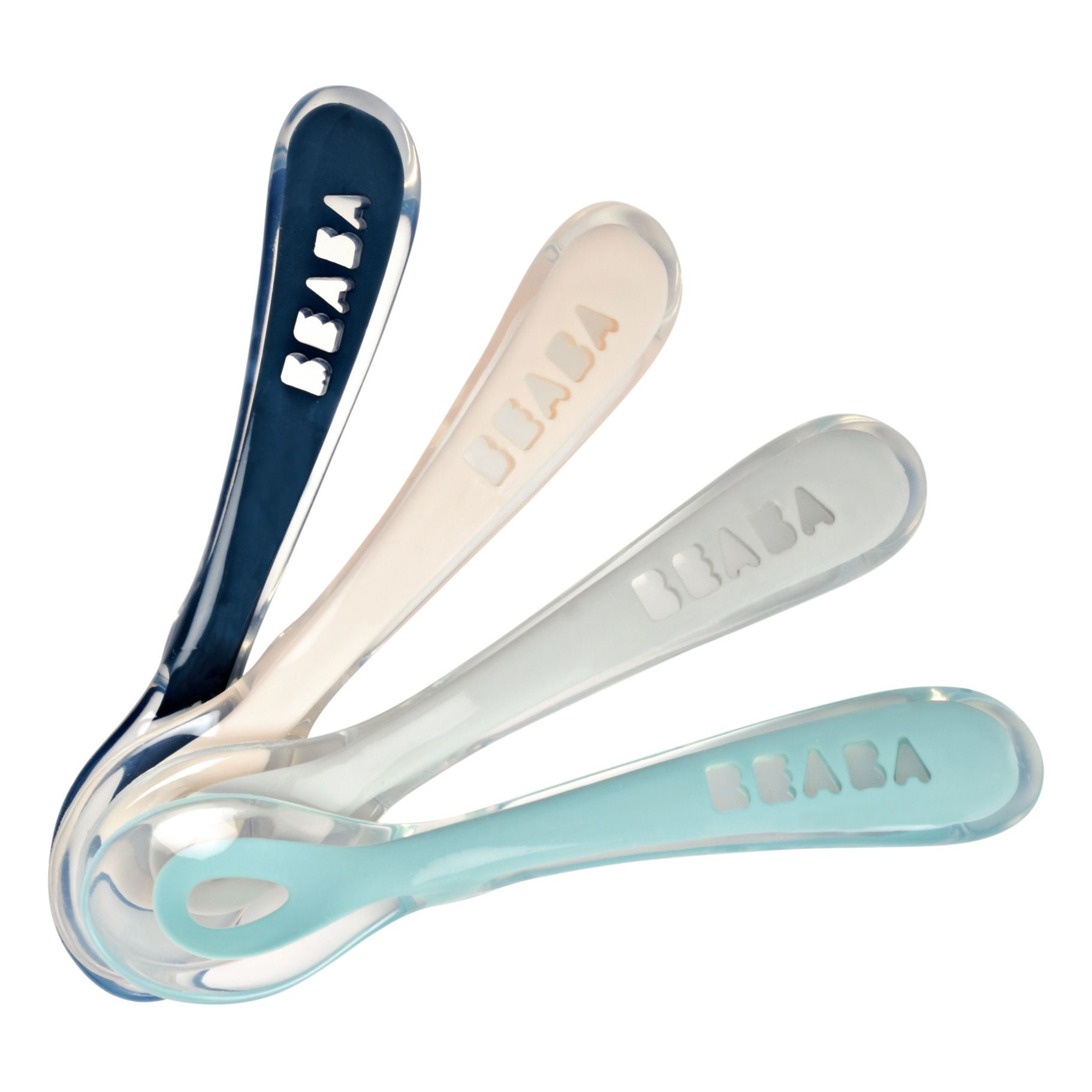 Béaba - Cuillère 2ème âge soft en silicone - Lot de 4 - Multicolore
