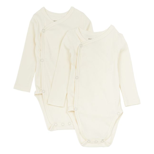 Set of 2 Newborn Organic Cotton Playsuits  | Off white