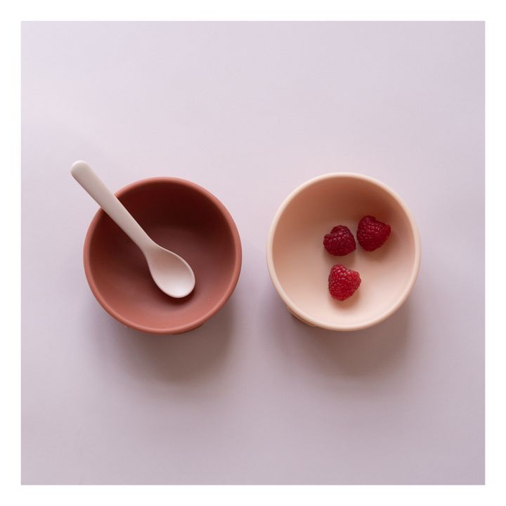 Assiette ventouse en silicone - Set de 2 Rose chiné- Image produit n°3
