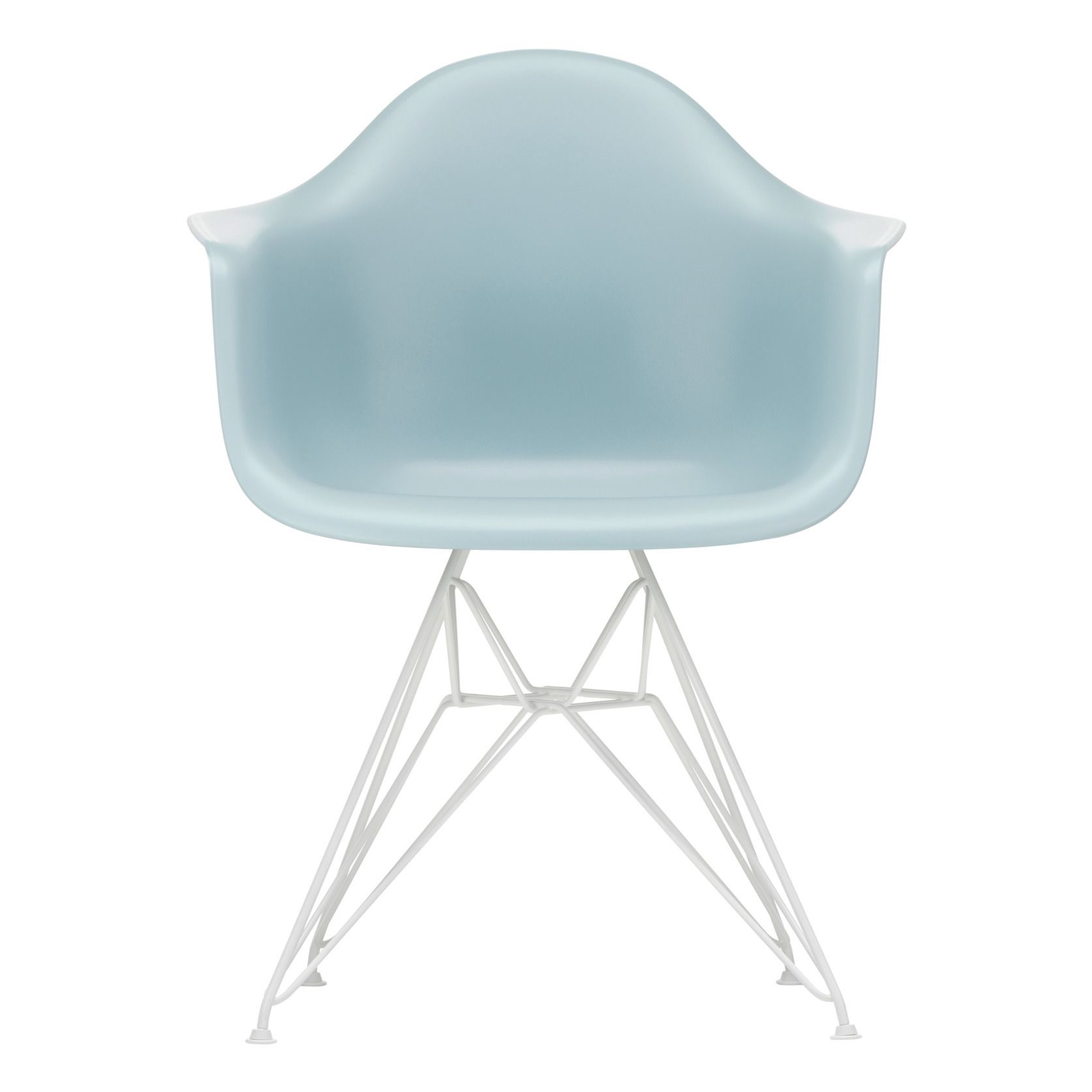 Vitra - Fauteuil DAR, piètement blanc époxy - Charles & Ray Eames - Gris bleuté
