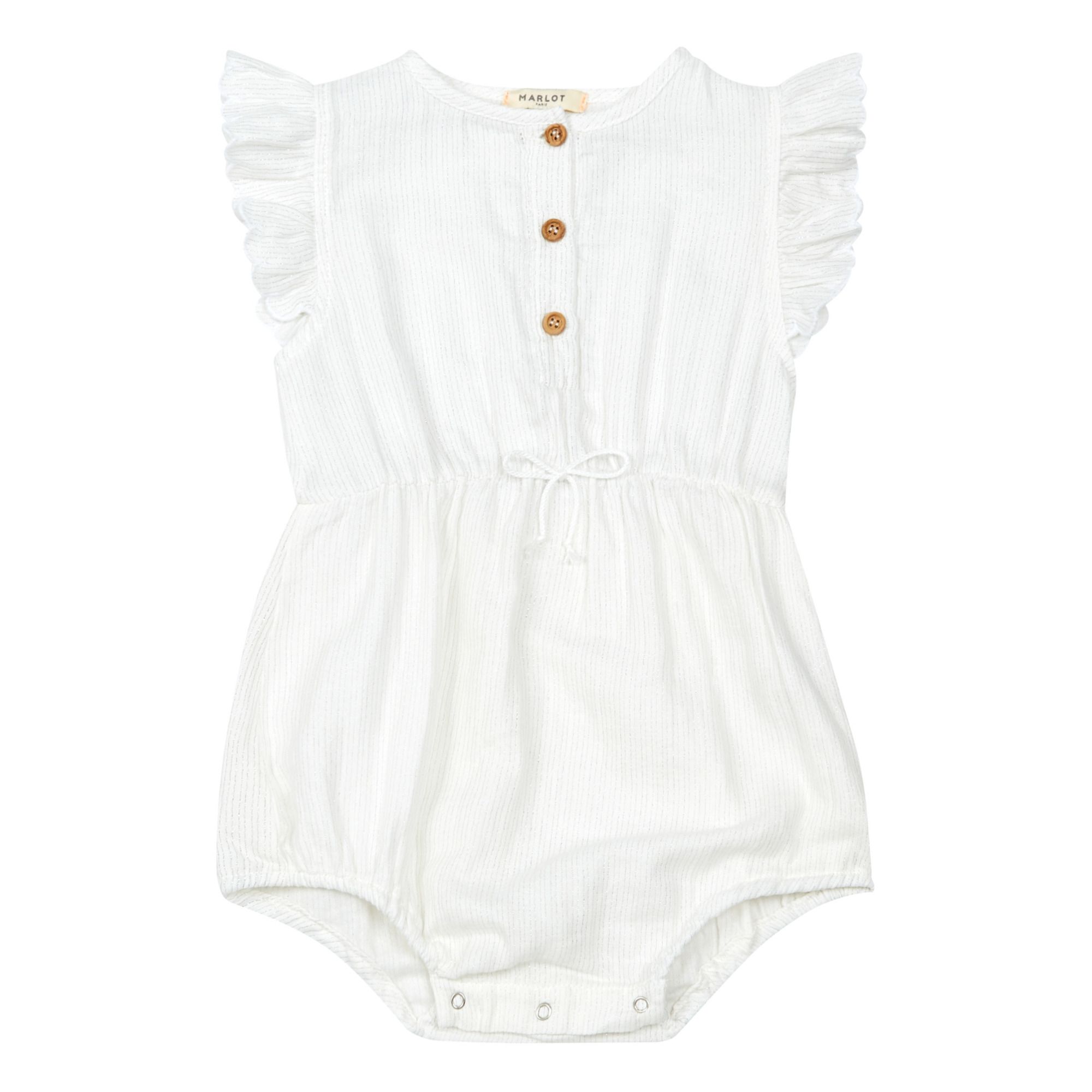 Marlot Paris - Barboteuse Gaze de Coton Lurex Theodora - Fille - Blanc