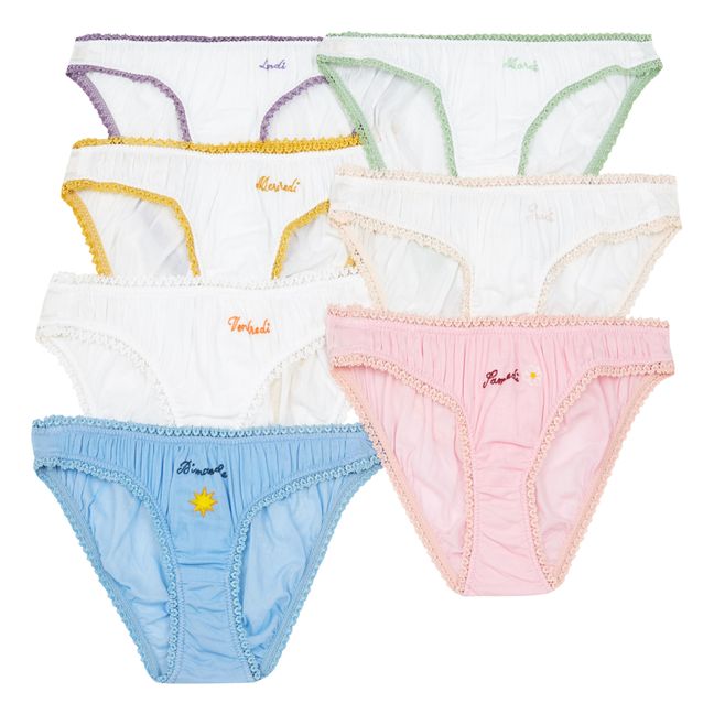 Confezione Semainier Culottes ricamate - Germaine des Prés x Smallable  | Bianco