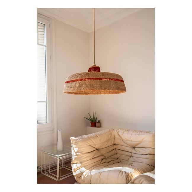 Deeply Handwoven Pendant Lamp  | Vermillion