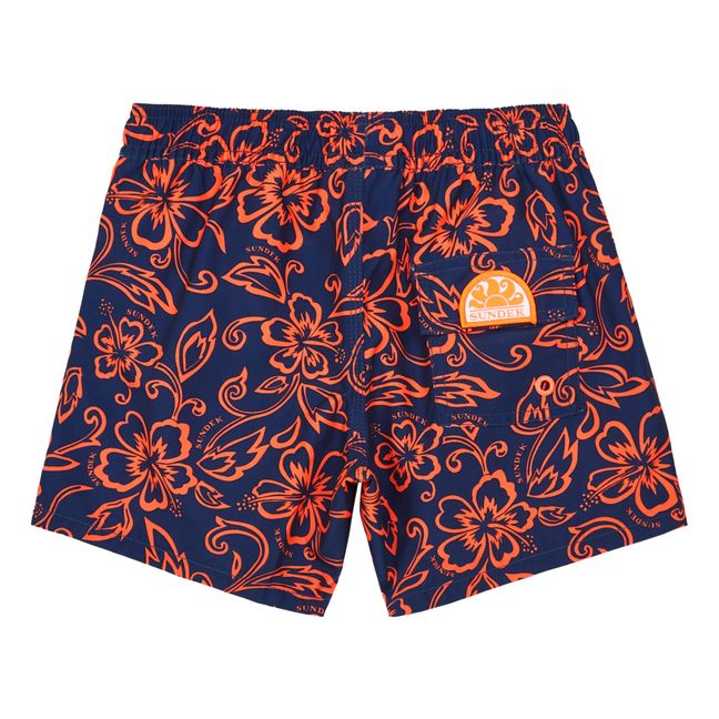 Floral Print Pocket Swimming Shorts  | Red