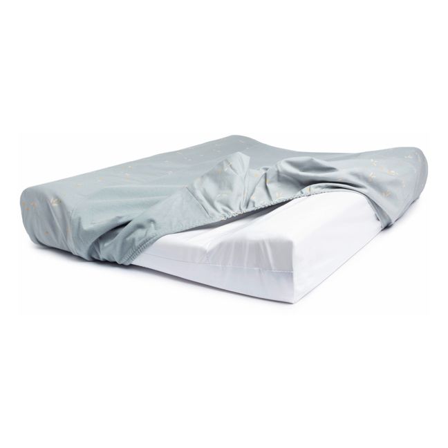 Housse de matelas à langer en coton bio Calma | Bleu pâle