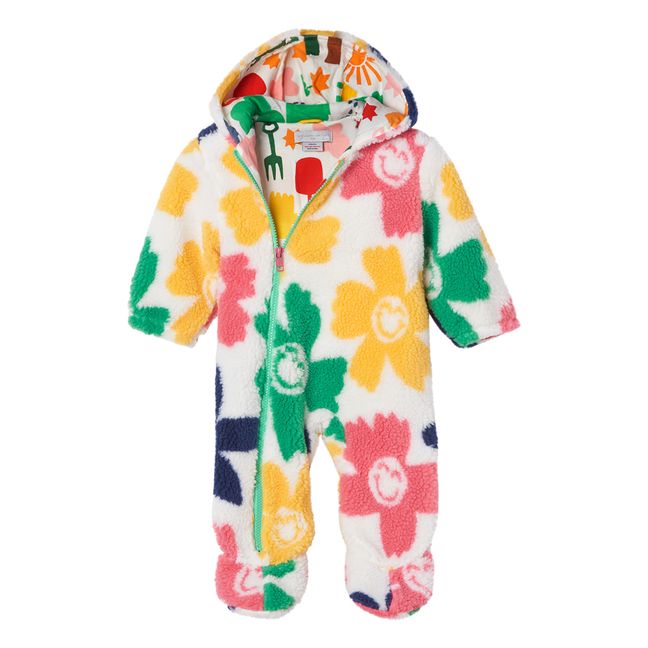 Flowers Recycled Polyester and Terrycloth Snowsuit Ecru