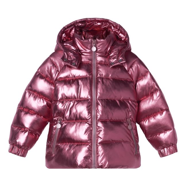 Metallic Recycled Polyester Down Jacket Pink