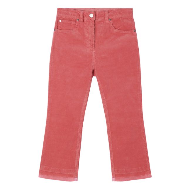 Pantalón de terciopelo de talle alto Rojo Frambuesa