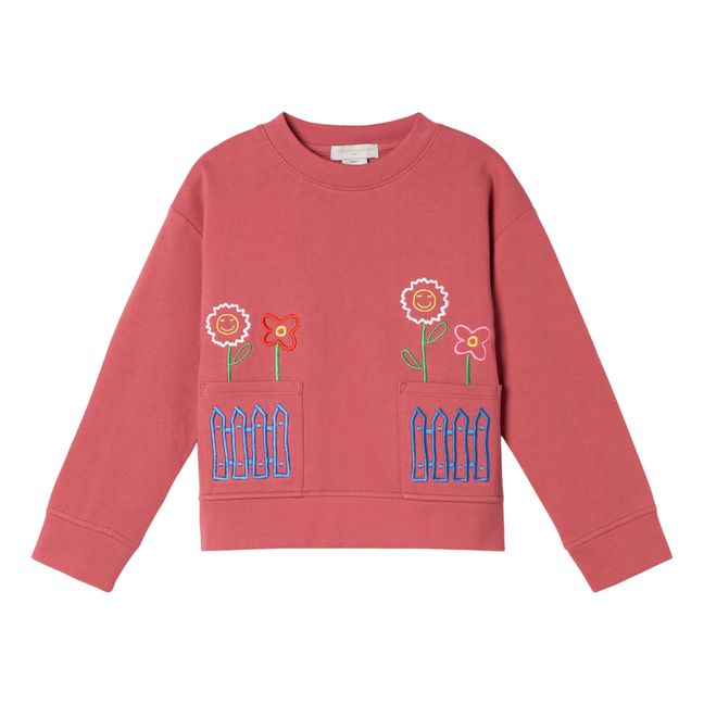 Embroidered Organic Cotton Sweatshirt Pink