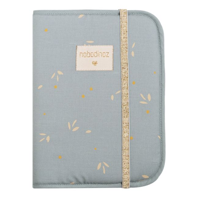 Funda para cartilla de salud Poema de algodón orgánico | Azul Pálido