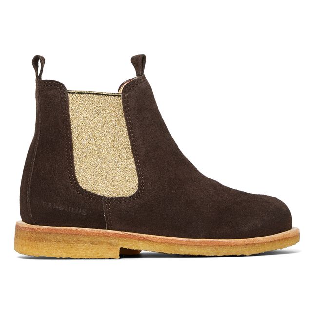 Chelsea Boots with Gold Detail Chocolate