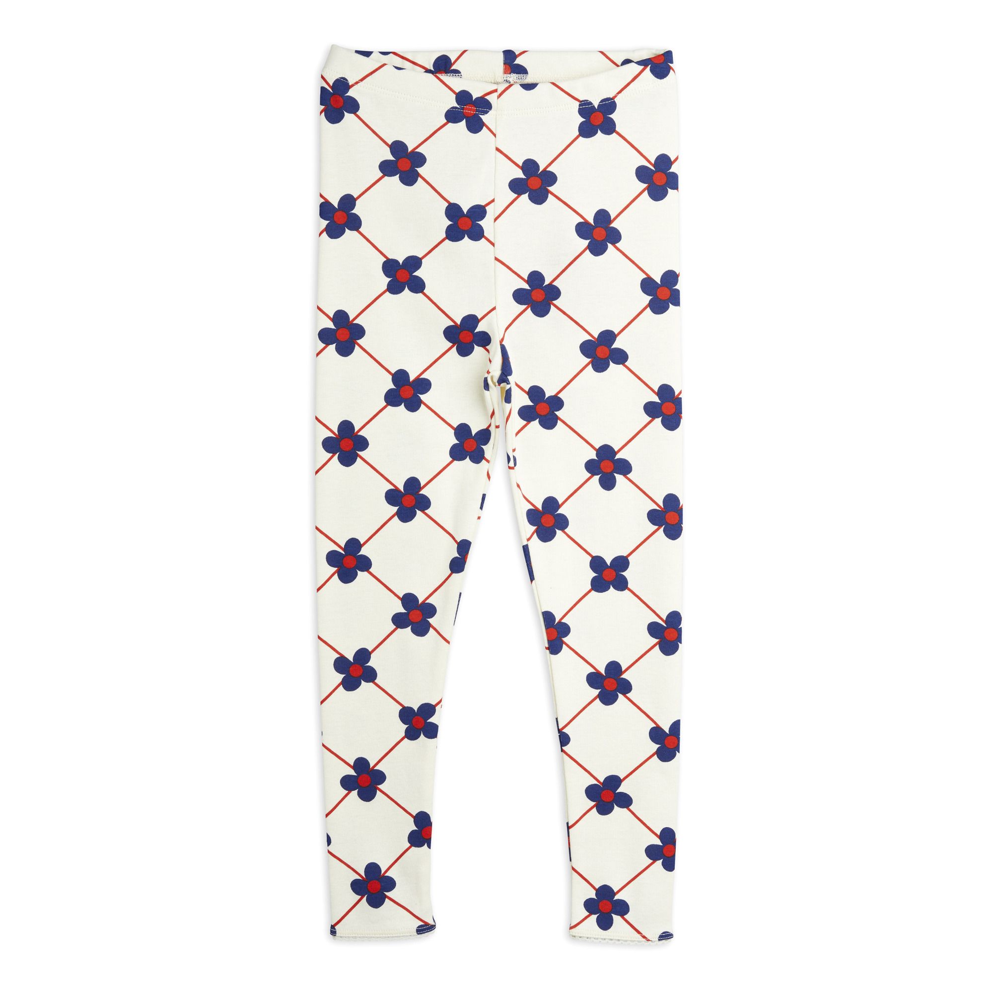 Mini Rodini - Legging Fleurs Coton Bio - Fille - Blanc cassé