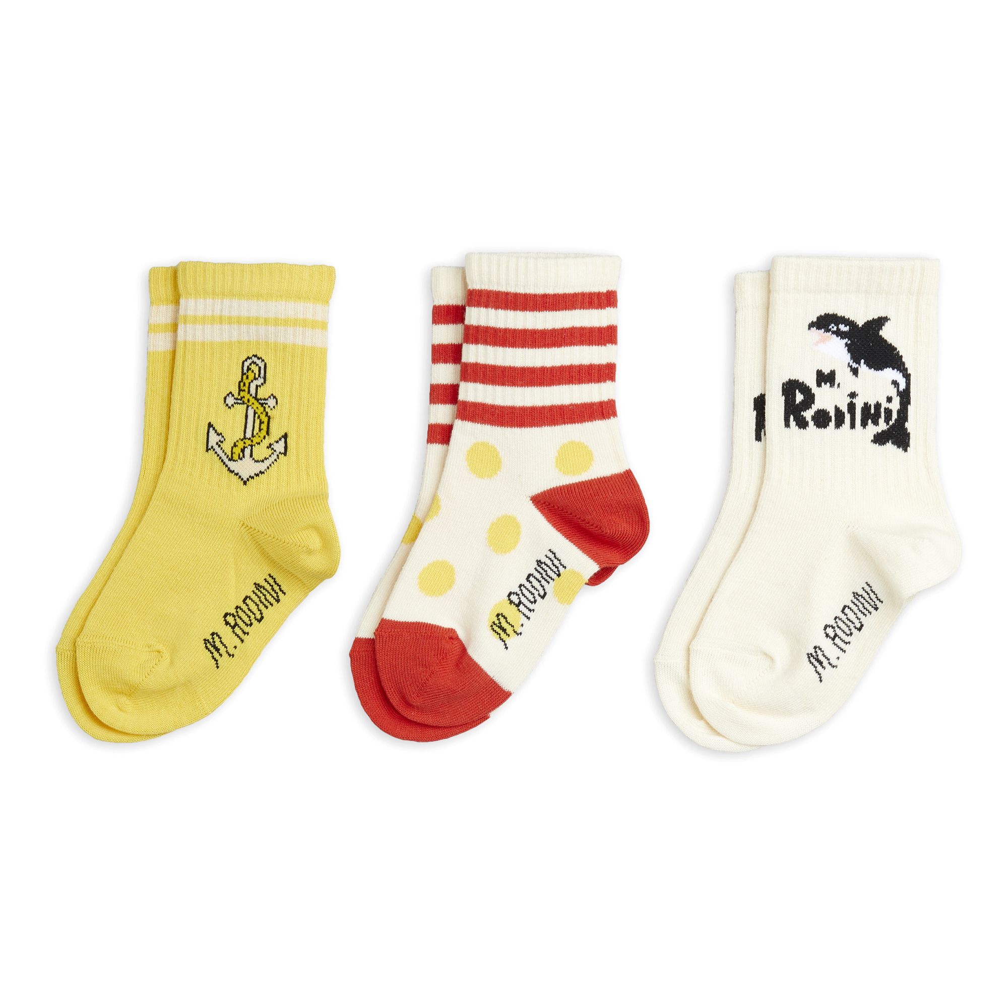 Mini Rodini - Lot de 3 Paires de Chaussettes Orques Coton Bio - Fille - Jaune