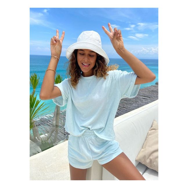Boyfriend Terry Cloth Top & Bottom Set | Light blue