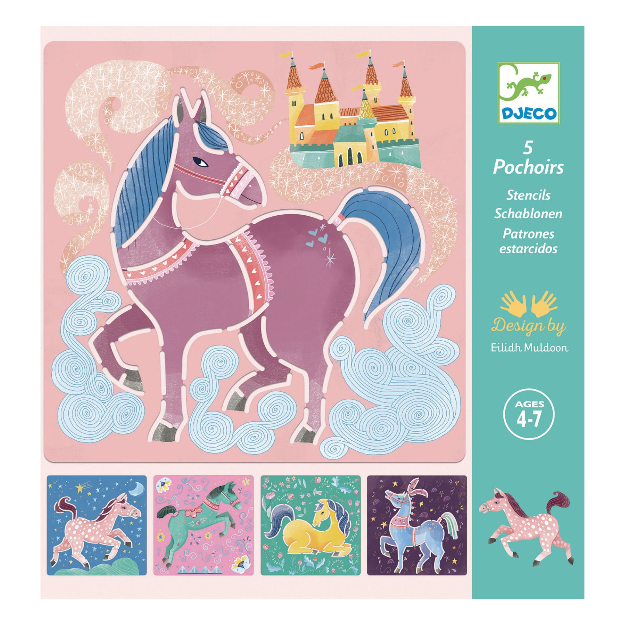 Djeco - Pochoirs Chevaux - Multicolore
