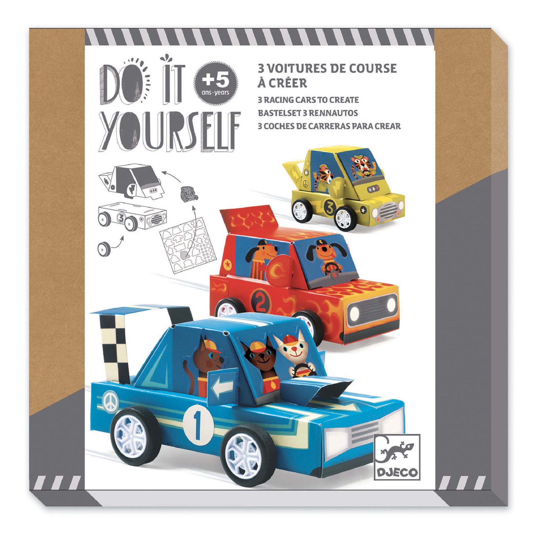 Djeco - DIY - Voitures de course - Multicolore