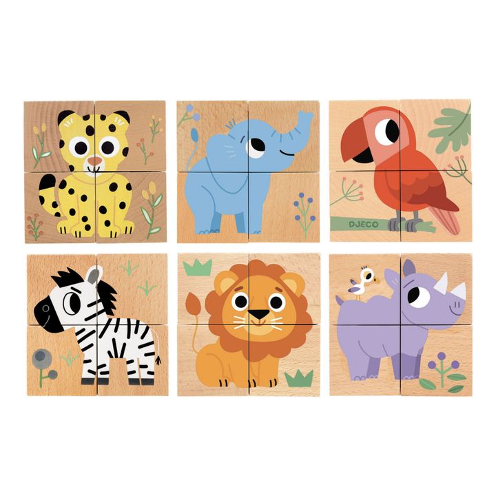 Djeco - Puzzle cubi in legno Wild & Co