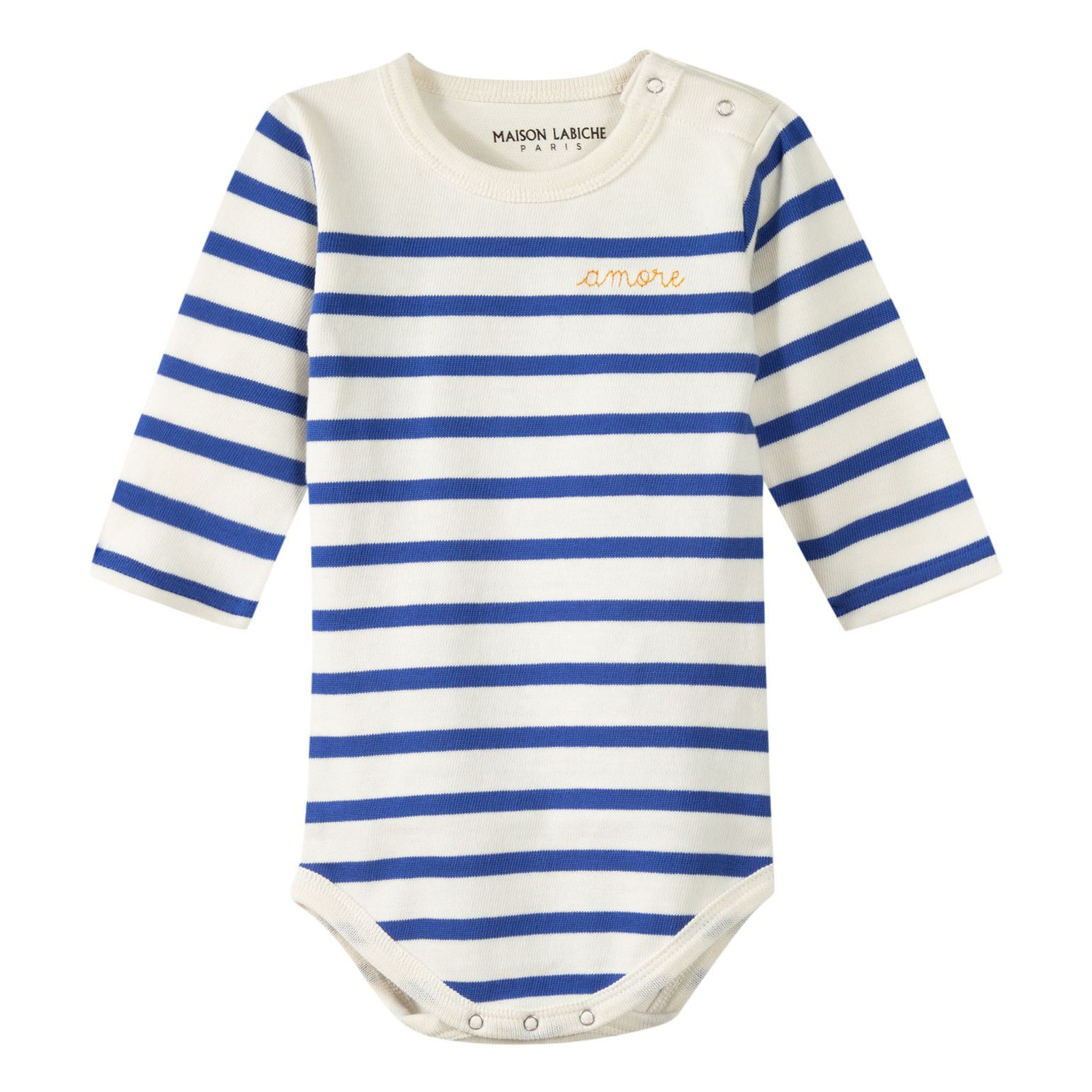 Maison Labiche - Body Malo Marinière Coton Bio - Fille - Bleu marine - Ecru