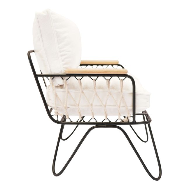 Baby Croisette Lounge Chair - Cotton, Black Metal Frame  White
