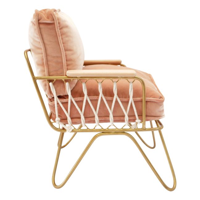 Baby Croisette Lounge Chair - Velvet, Gold Metal Frame  Pink