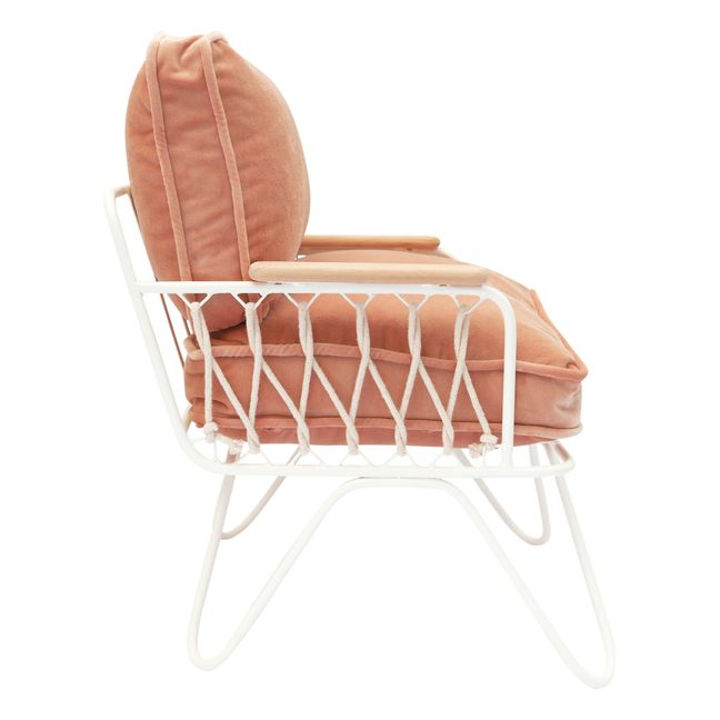 Baby Croisette Lounge Chair - Velvet, White Metal Frame  Pink