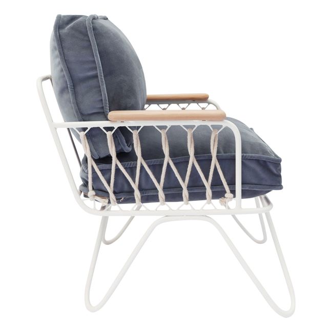 Baby Croisette Lounge Chair - Velvet, White Metal Frame Celadon