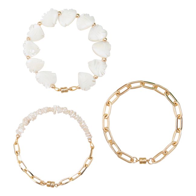 Set of 3 Palmar Bracelets White