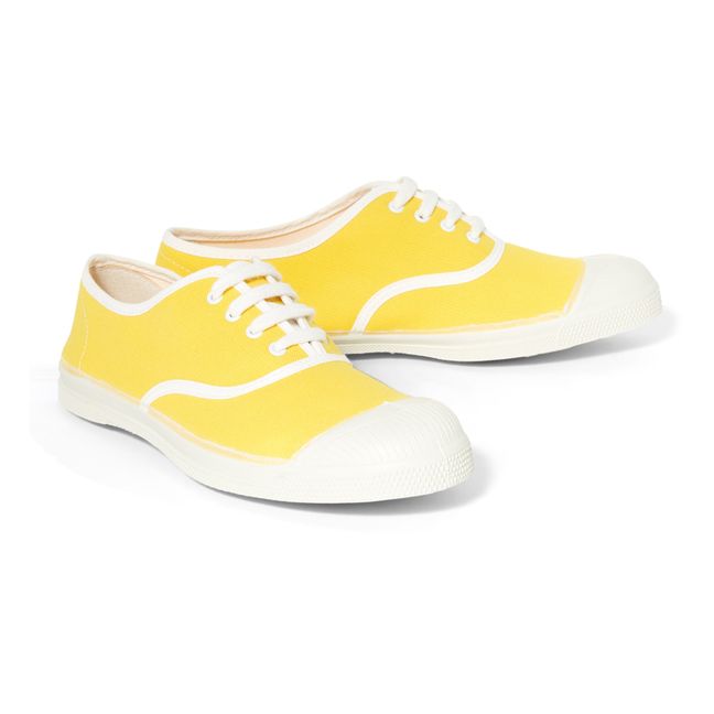 Lace-up Vintage Vegan Tennis Shoes  Yellow