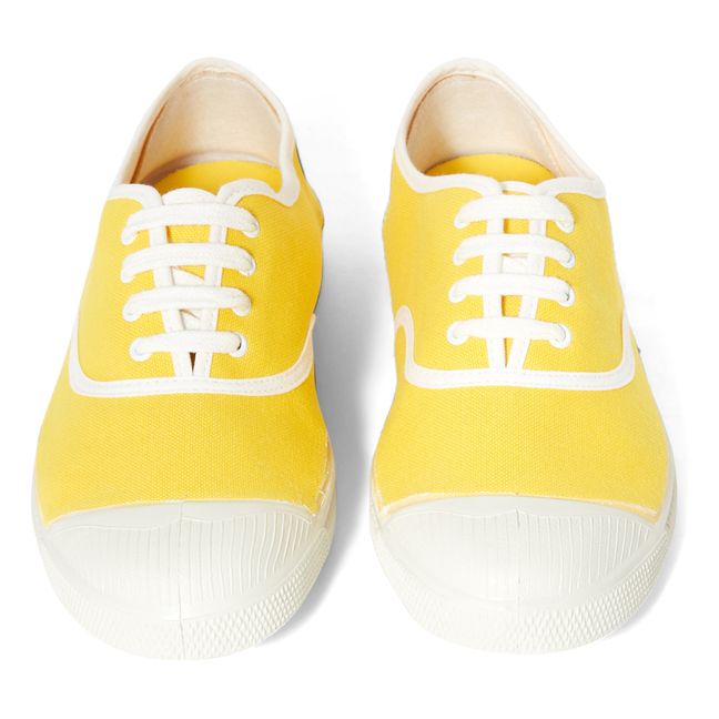 Lace-up Vintage Vegan Tennis Shoes  Yellow