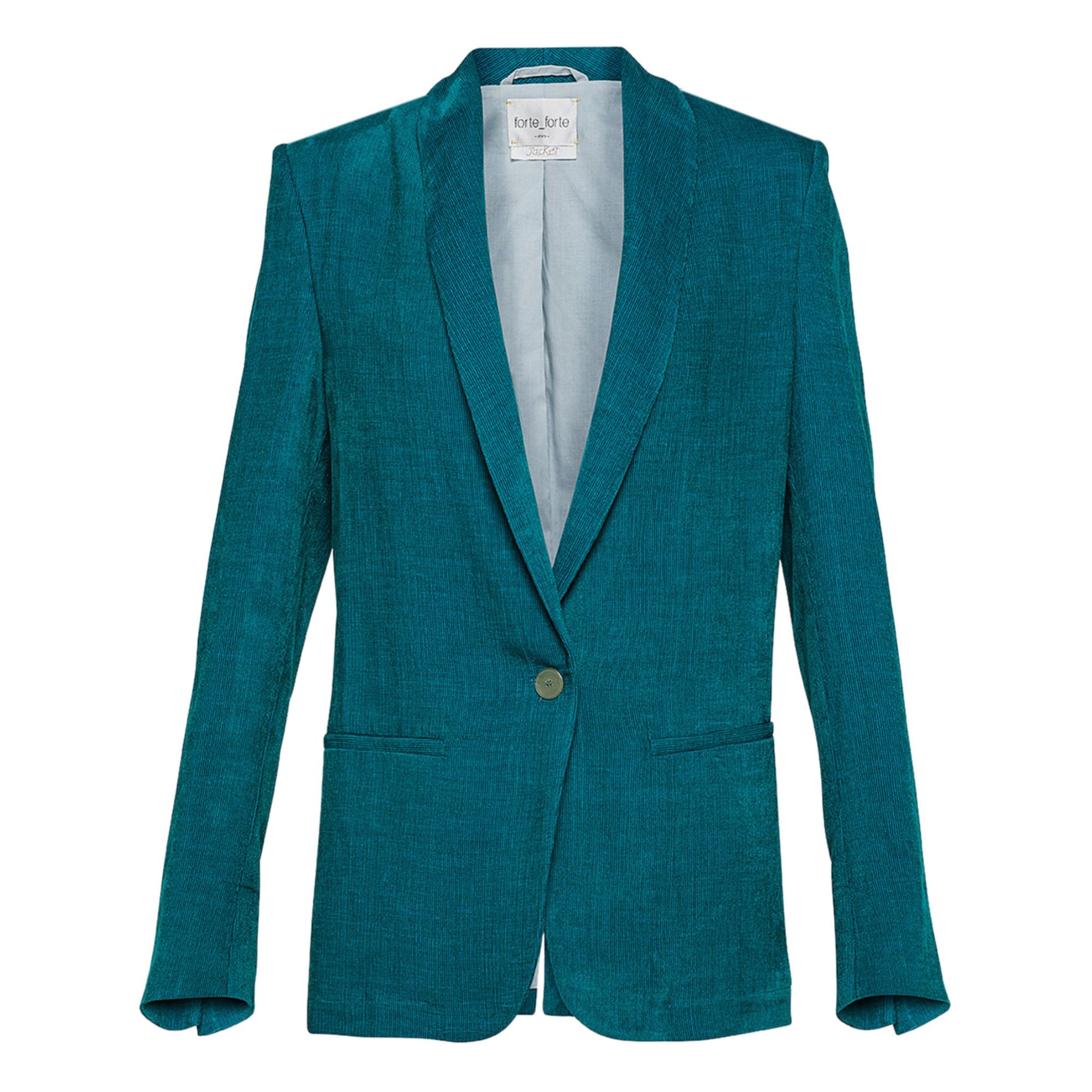 Forte Forte - Veste Loose Velours Côtelé de Lin - Femme - Bleu paon