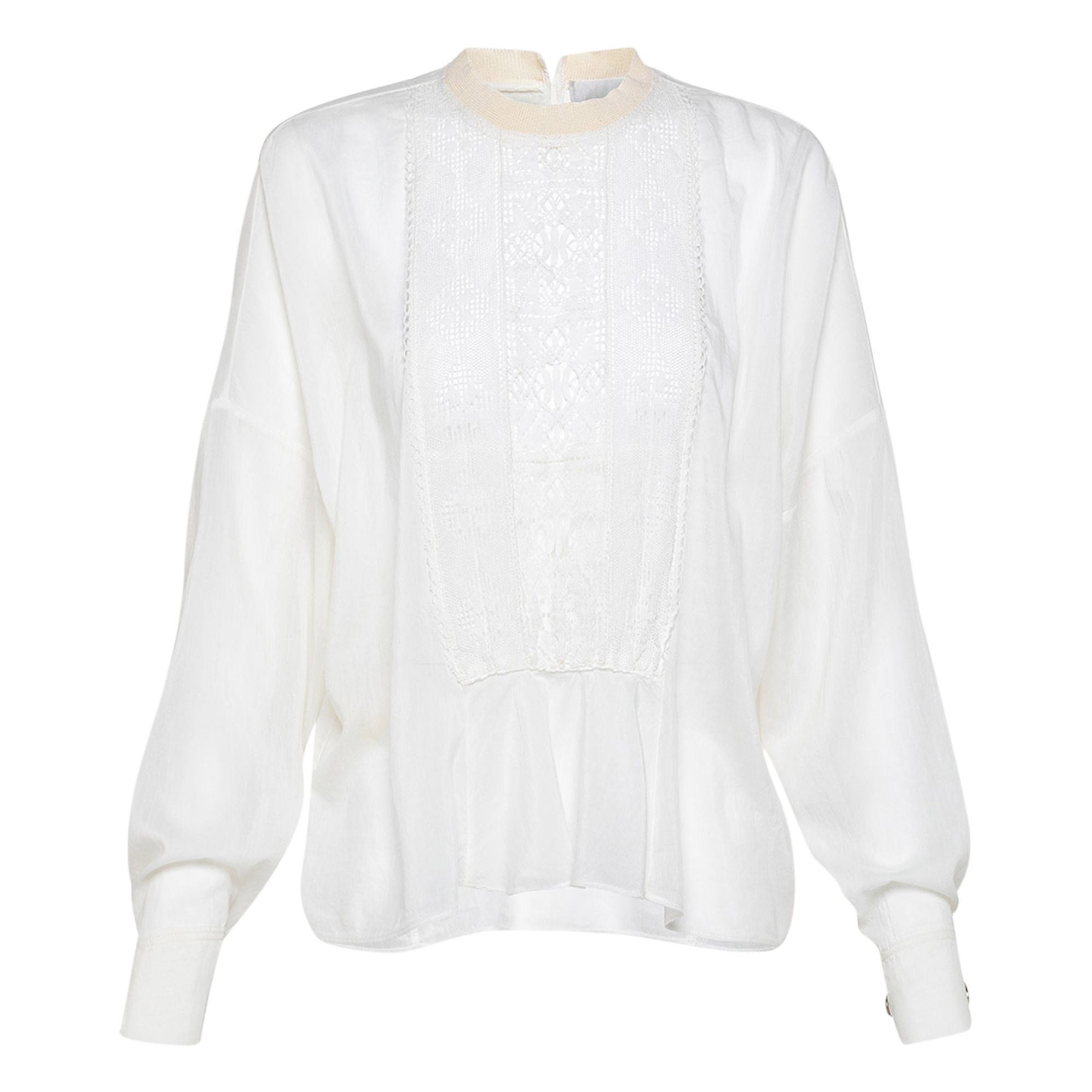 Forte Forte - Blouse Crochet Voile de Coton Soie - Femme - Blanc