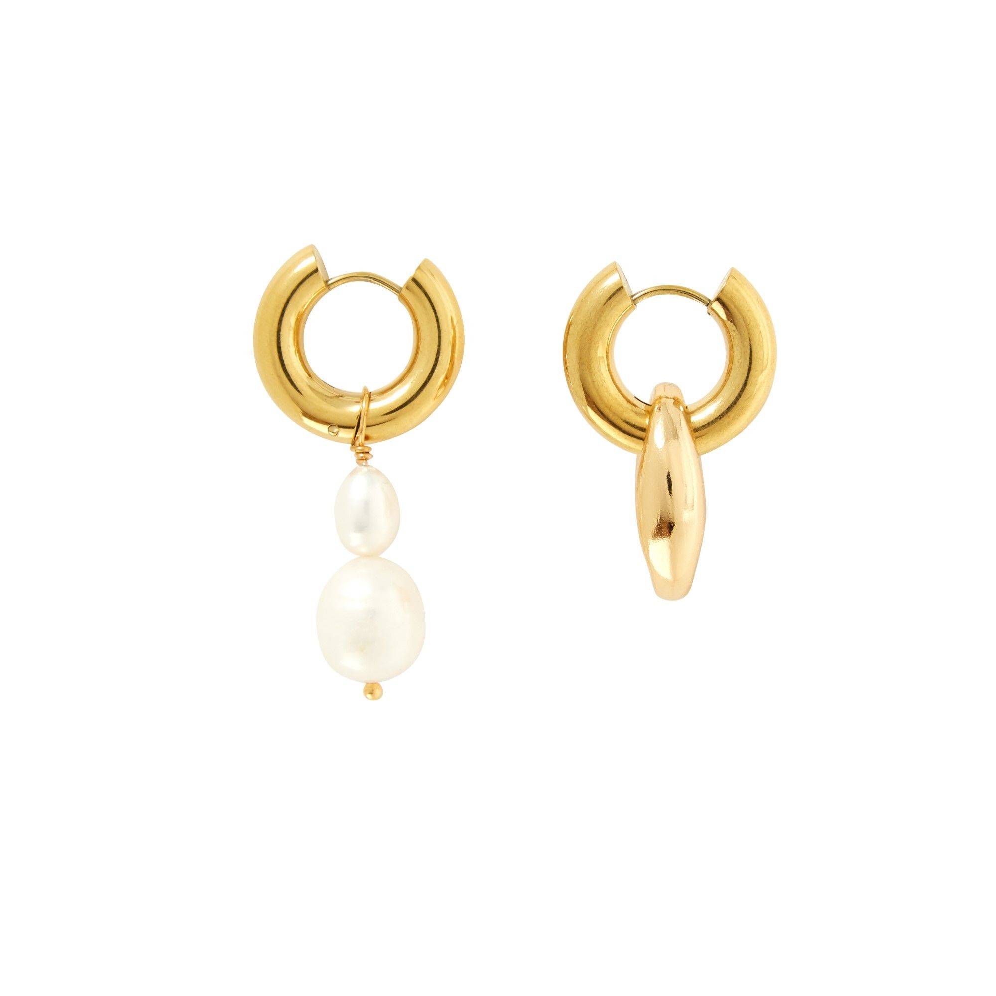 Timeless Pearly - Boucles d'Oreiles Dépareillées Perles - Femme - Blanc