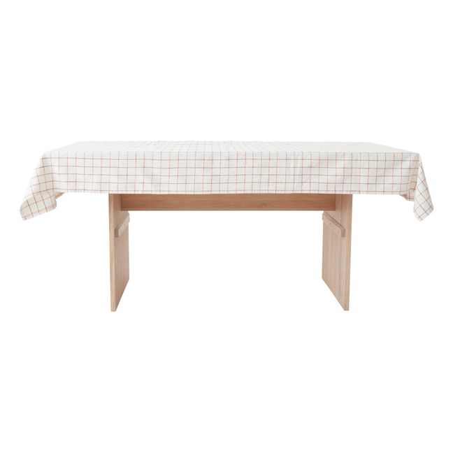 Grid Organic Cotton Tablecloth  White