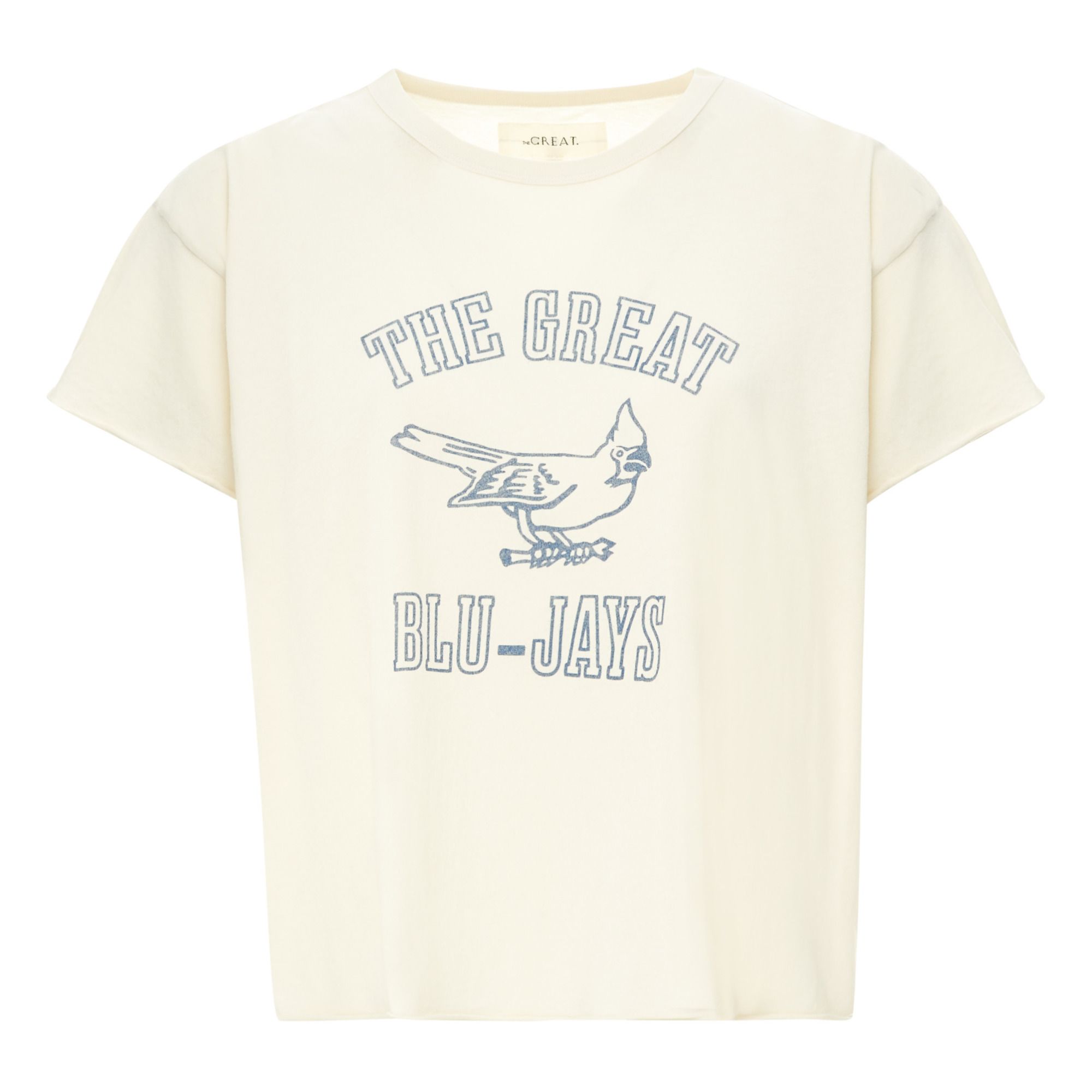 The Great - T-shirt The Crop Tee W/Blue Jay Graphic - Femme - Ecru