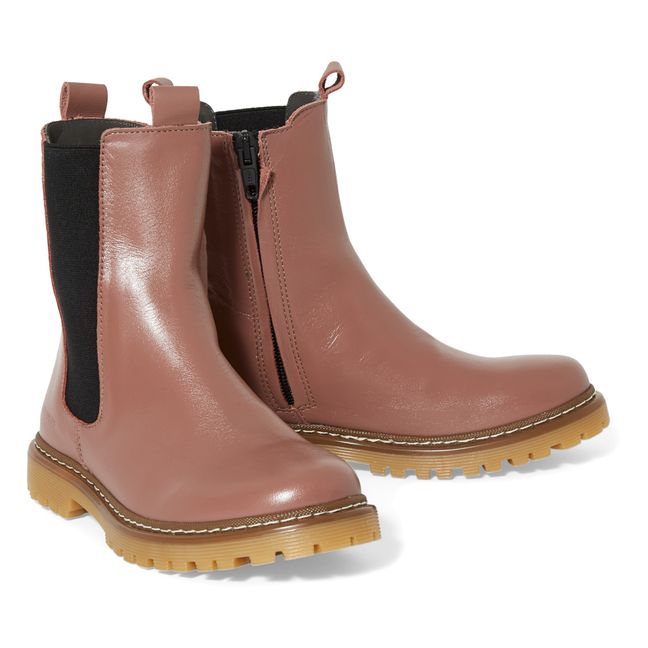 High Top Chelsea Boots Funky Sole Dusty Pink