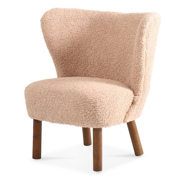 Faux Fur Lounge Chair with Wooden Base Hazel