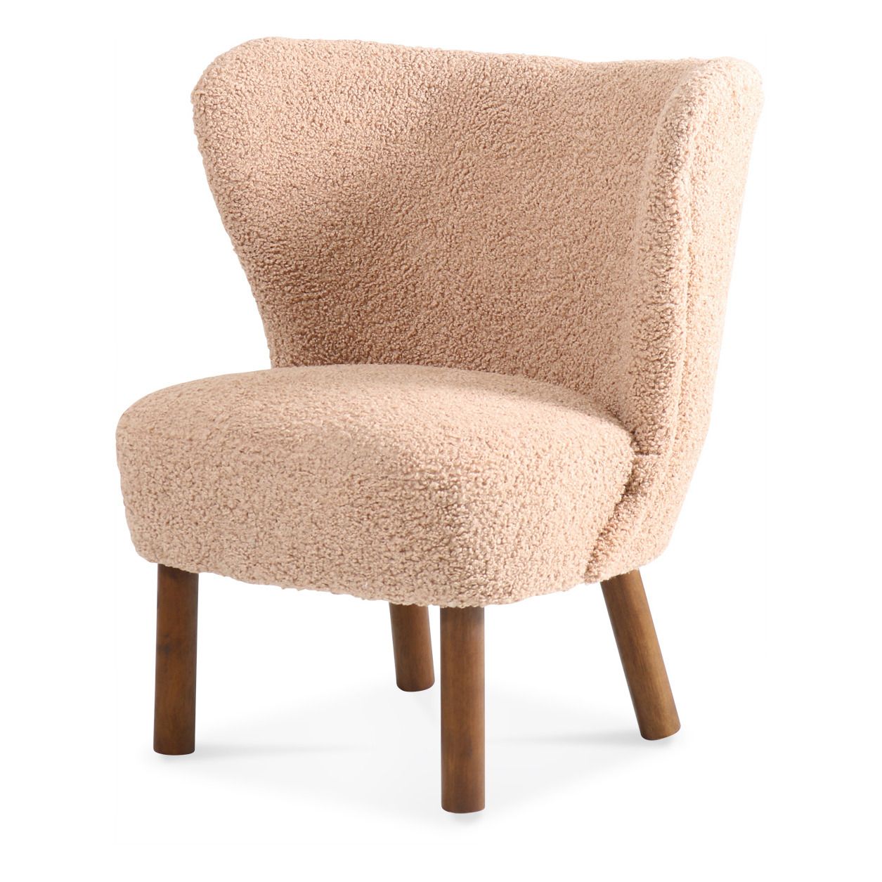 Opjet - Fauteuil imitation fausse fourrure, piètement en bois - Noisette