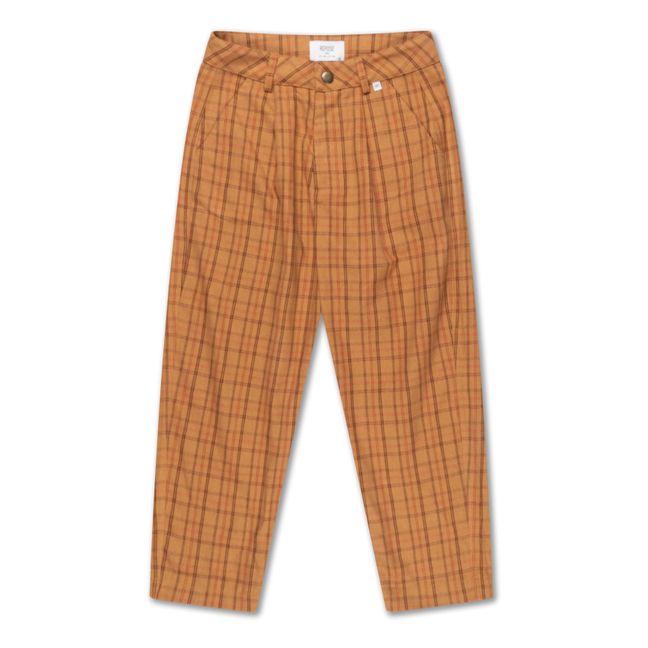 Checked Chino Trousers Camel